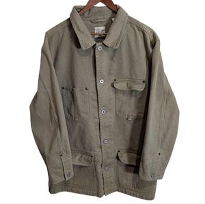 Vintage Y2k GH Bass Chore Coat Barn 100% Cotton Jacket Small Olive Green